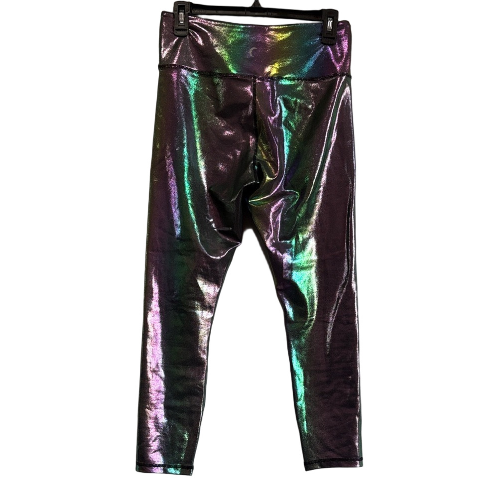 ZYIA Iridescent Metallic Purple Green High-Waist Leggings - Picture 5 of 9